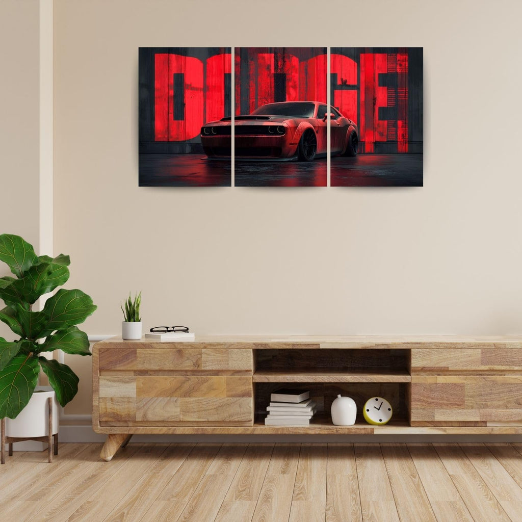 Dodge Challenger Red Edition | Wall Poster 3 Panel