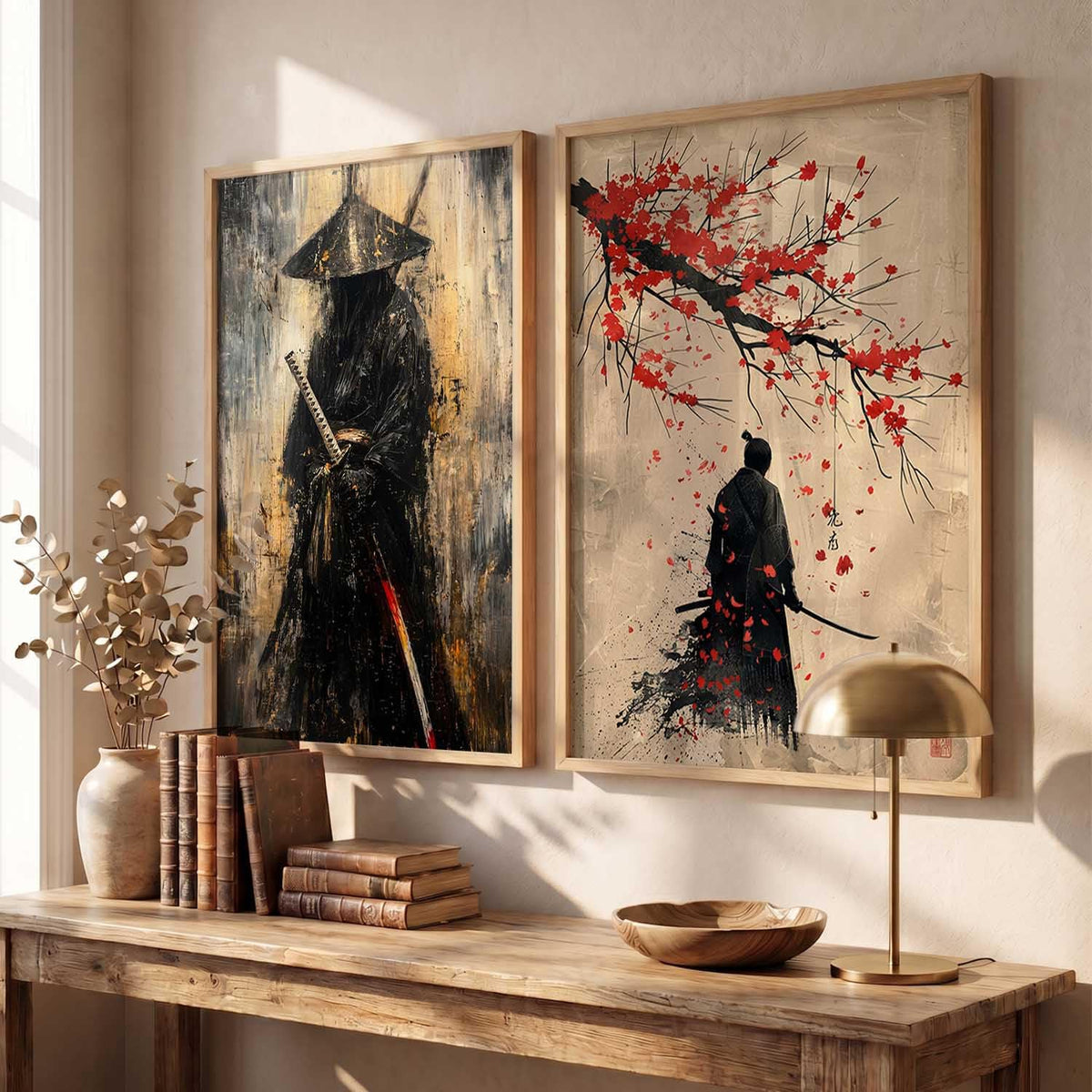 Japanese Samurai Frames Poster Set of 2 Pcs