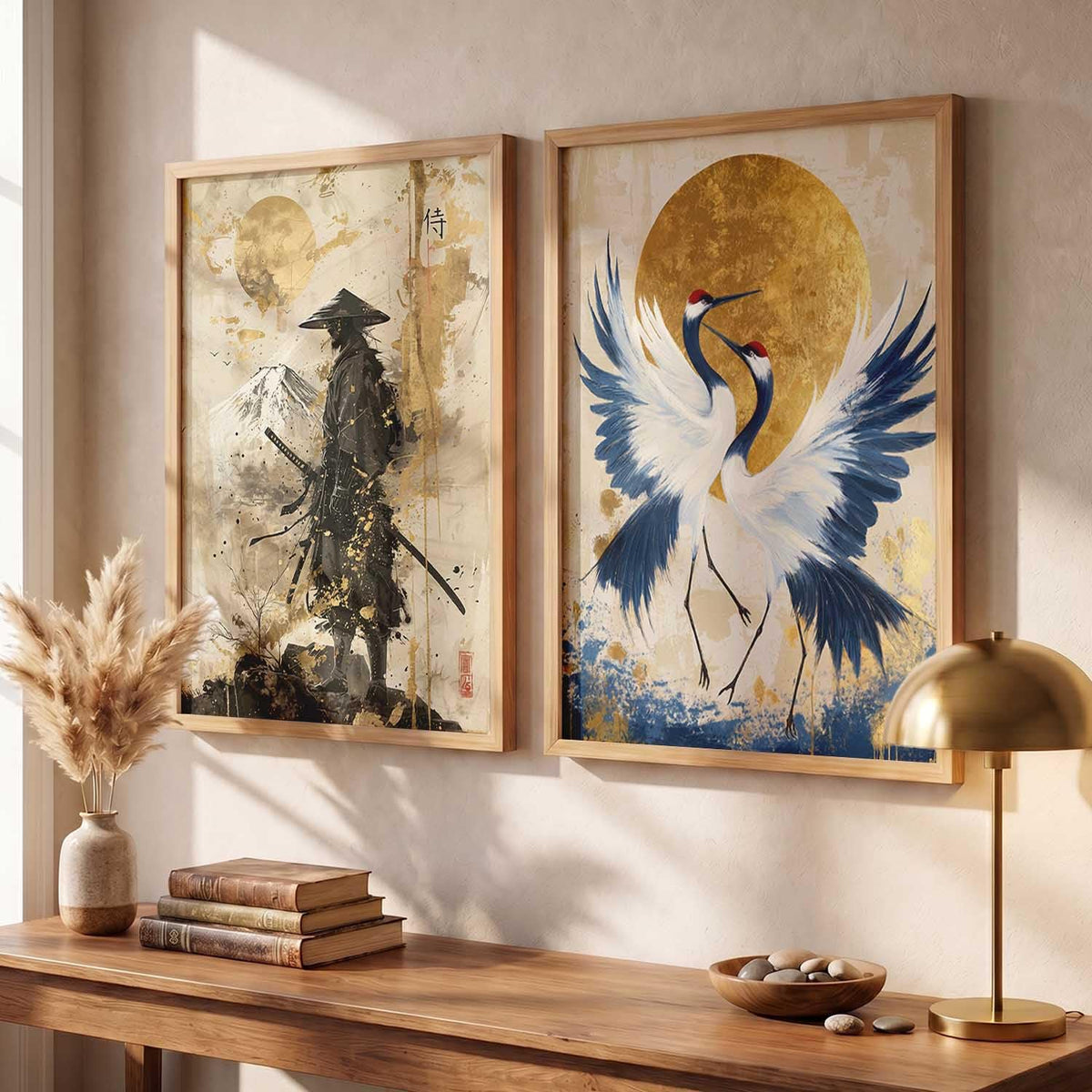 Japanese Samurai Framed Poster Set of 2 Pcs