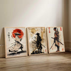 Japanese Bushido Warriors  Framed Art Set of 3 Pcs