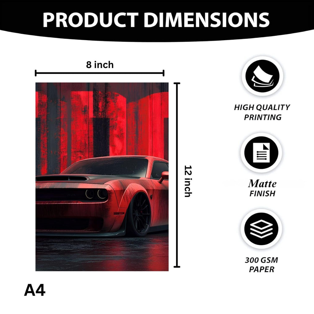 Dodge Challenger Red Edition | Wall Poster 3 Panel