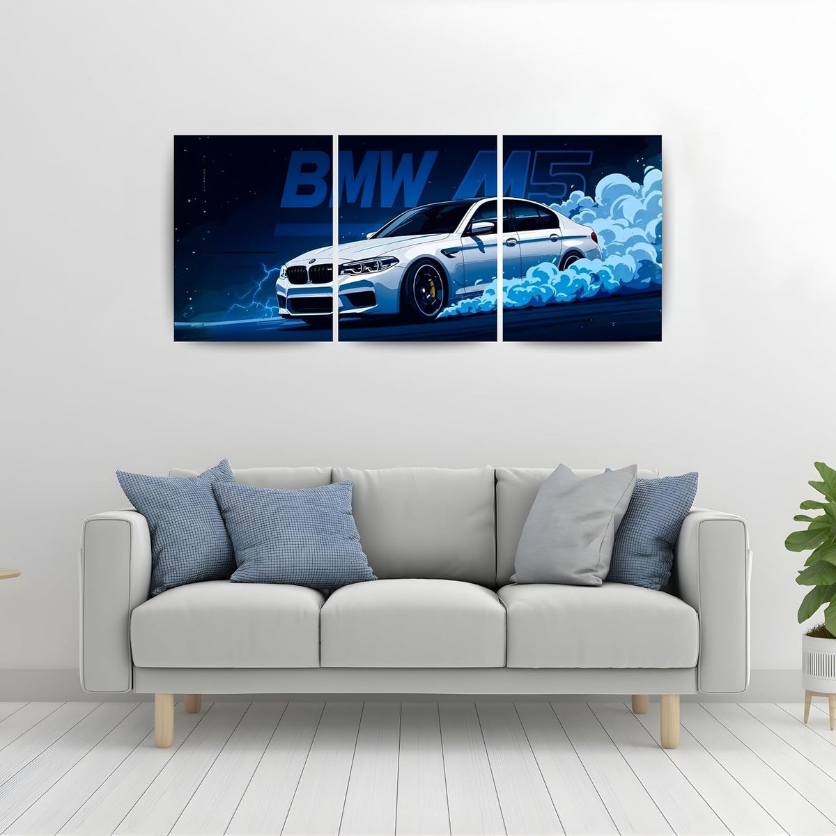 BMW M5 Drift Night | Wall Poster 3 Panel