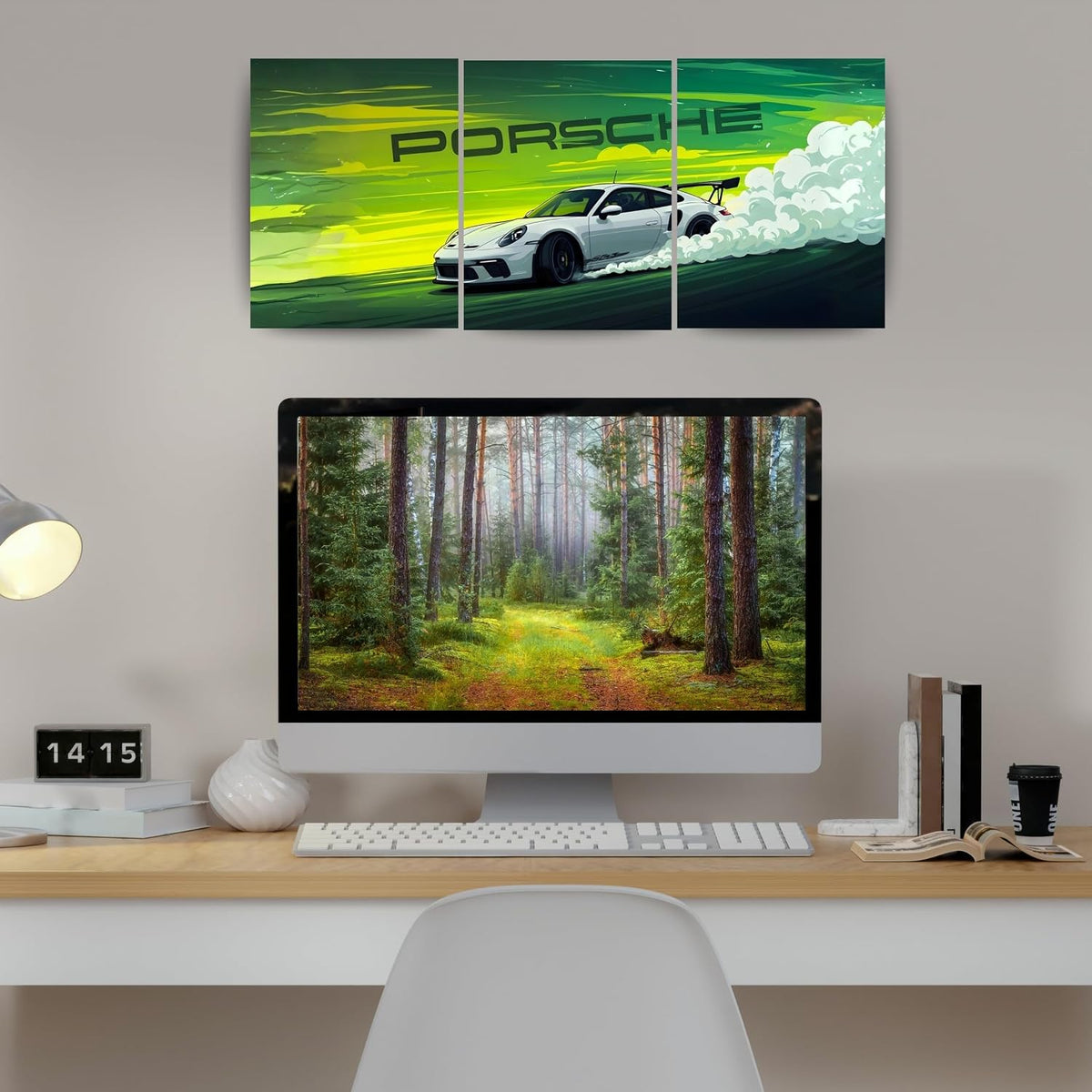 Porsche 911 GT3 RS White | Wall Poster 3 Panel