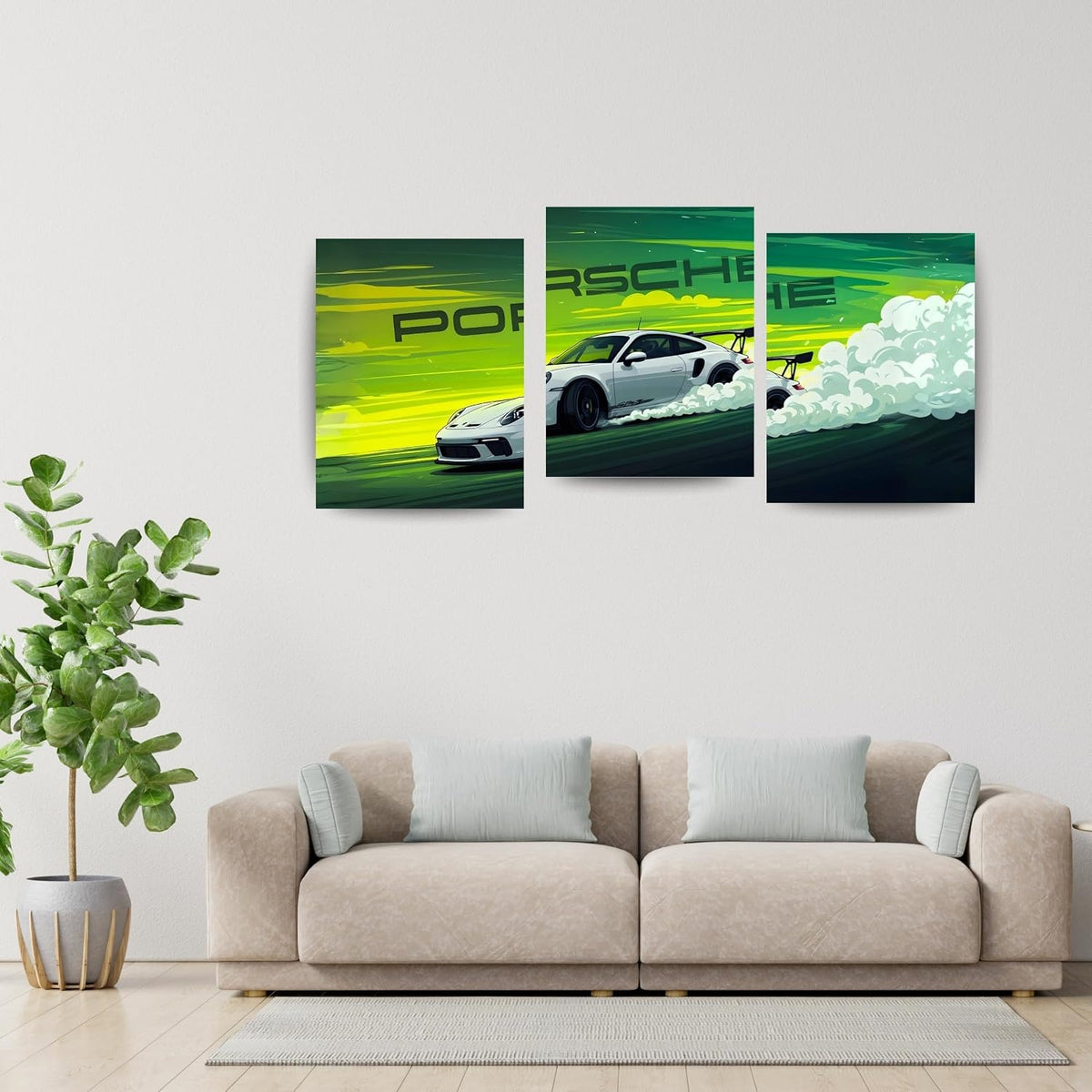 Porsche 911 GT3 RS White | Wall Poster 3 Panel