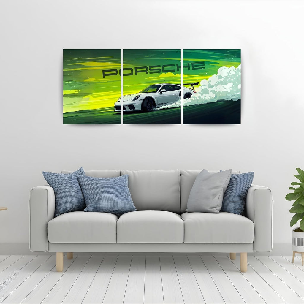 Porsche 911 GT3 RS White | Wall Poster 3 Panel
