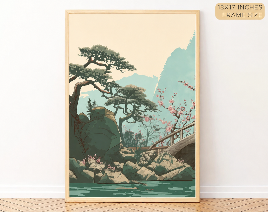 Japanese Serenity Landscape – Framed Poster Set of 3Pcs