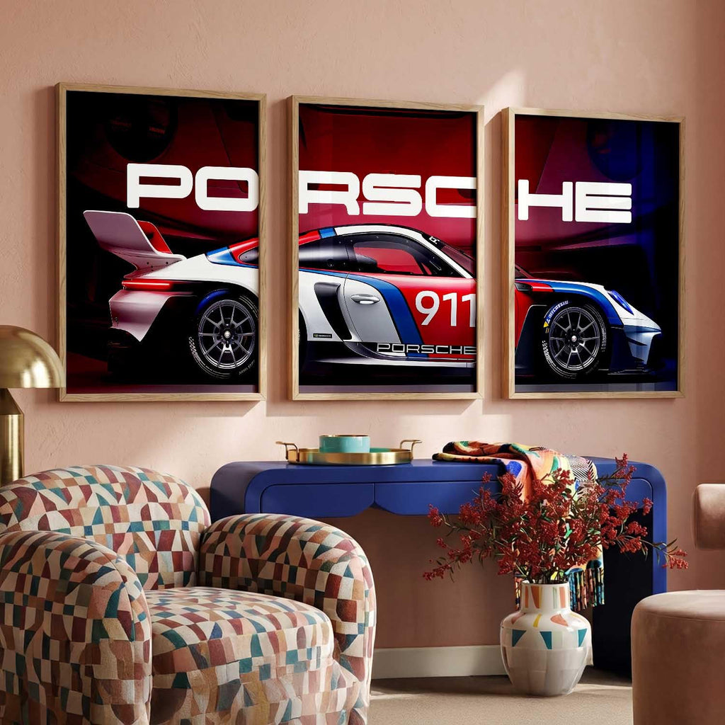 Porsche Car Framed Posters Set Of 3 Size